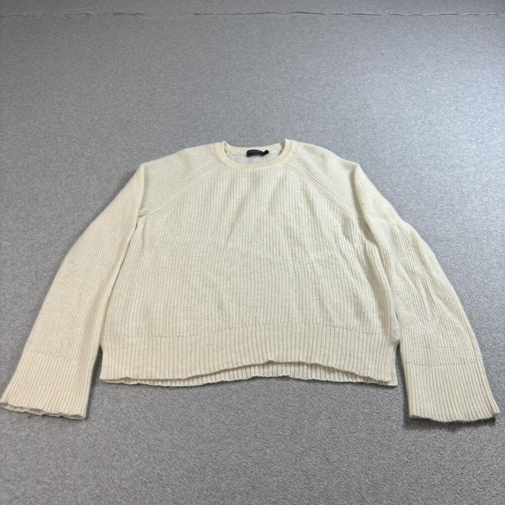 Vineyard Vines Cashmere Sweater Womens Large Ivory Ribbed Coastal Boho Heritage